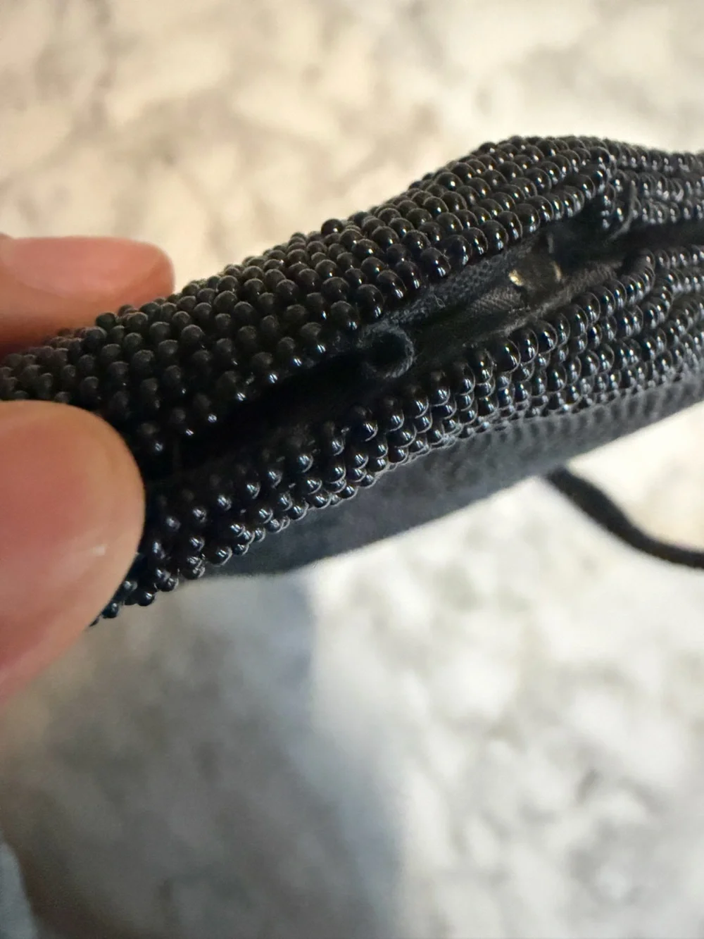 Small Vintage Black Beaded Evening Bag Clutch Purse Snap Closure Classic Luxury